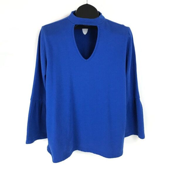 Lane Bryant Keyhole Sweater Women's Plus Size 14/16 Mock Neck Knit Bell Sleeves - Picture 1 of 10